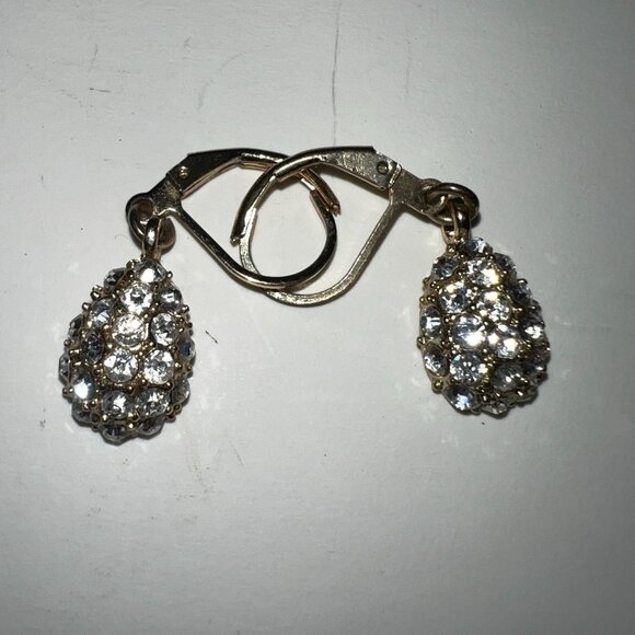 Jewelry - Vintage Gold-Tone Rhinestone Teardrop Dangle Earrings For Women